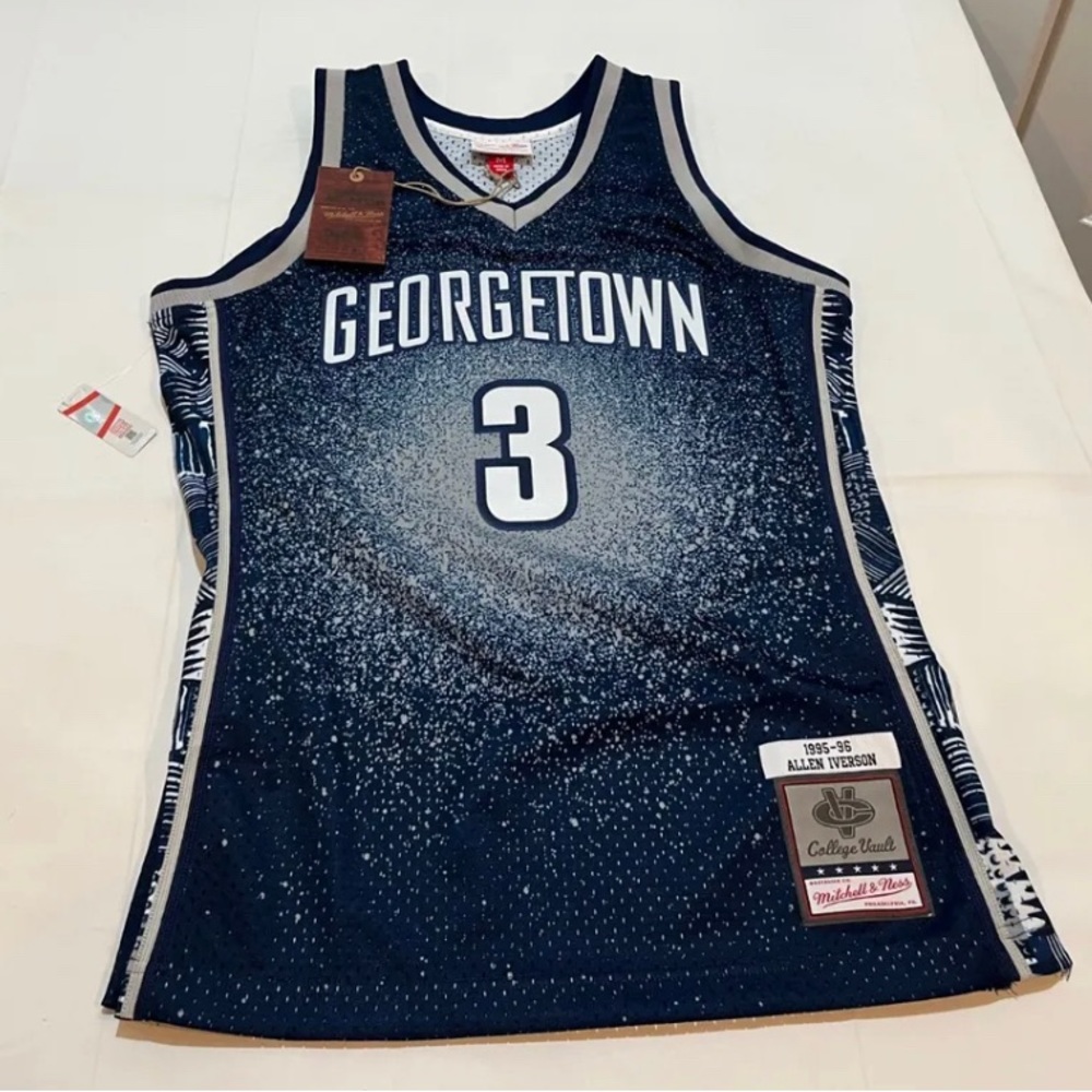 NWT $135.00 MITCHELL & NESS Georgetown Allen Iverson Jersey Gradient Blue